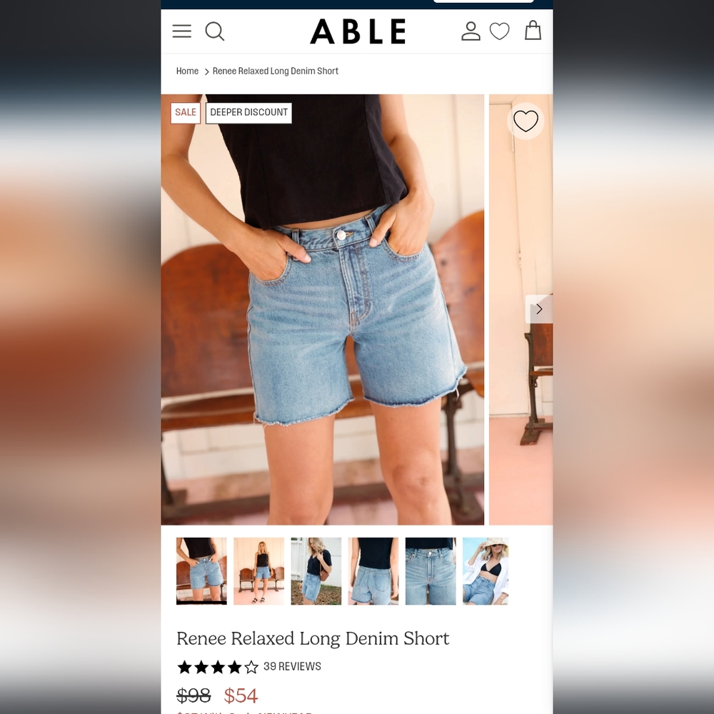 Able Renee Relaxed long denim shorts